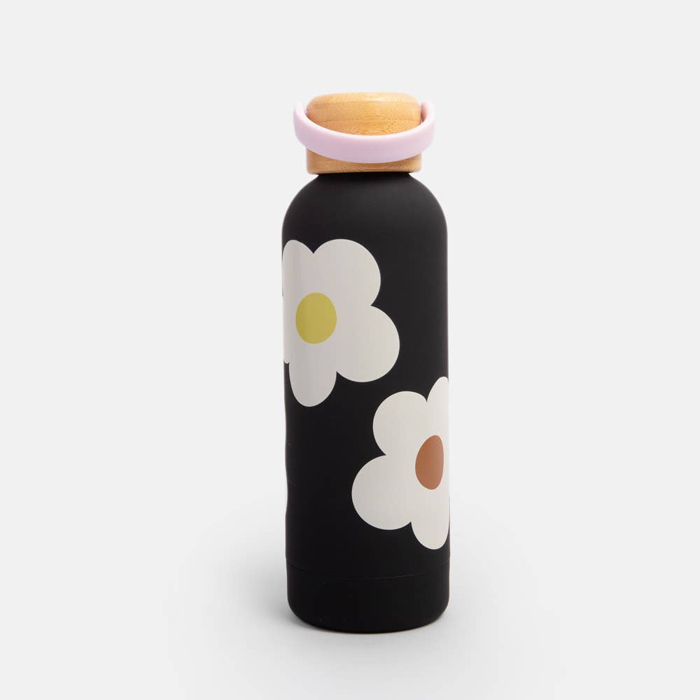 Bouteille d'eau en métal charbon multi-fleurs