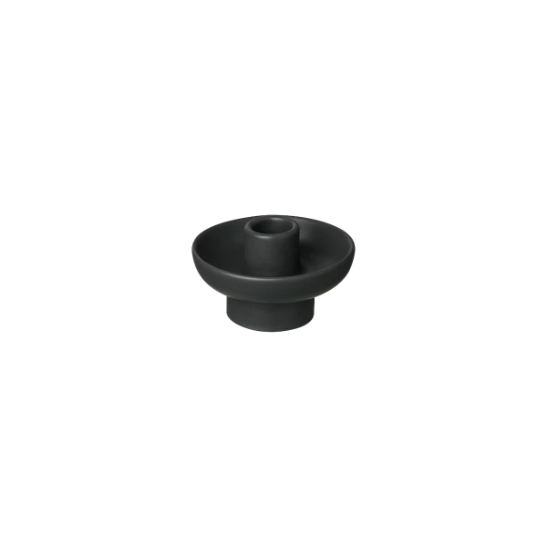 Bougeoir VELA Rond en Grès Noir / Beige - Blomus