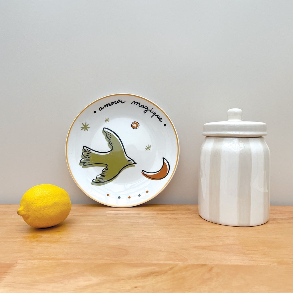 Set de 4 Assiettes Amour Oiseaux Dorée D.19 cm - Opjet