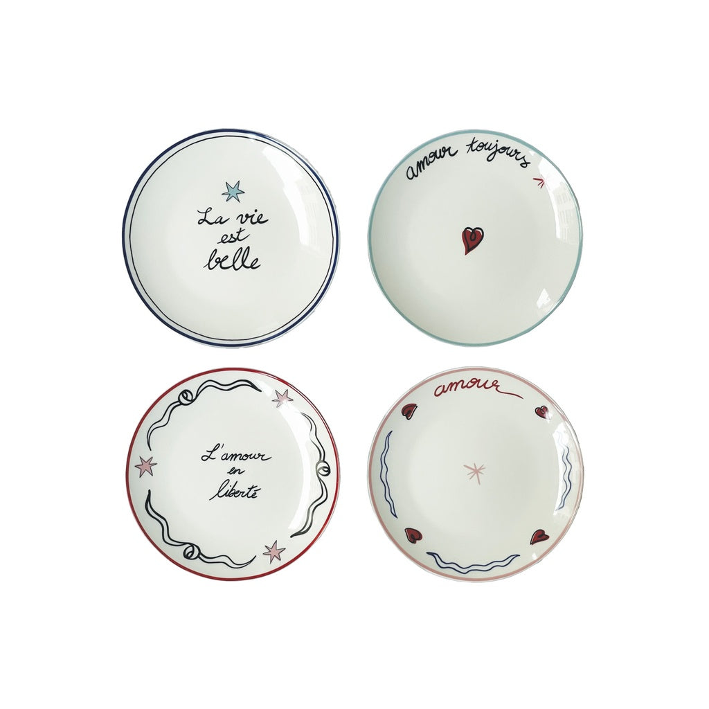 Set de 4 Assiettes Amour en Liberté D.19 cm - Opjet