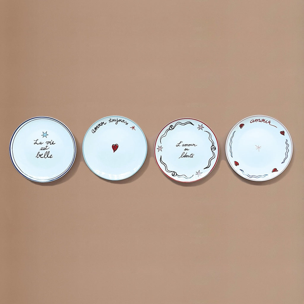 Set de 4 Assiettes Amour en Liberté D.19 cm - Opjet