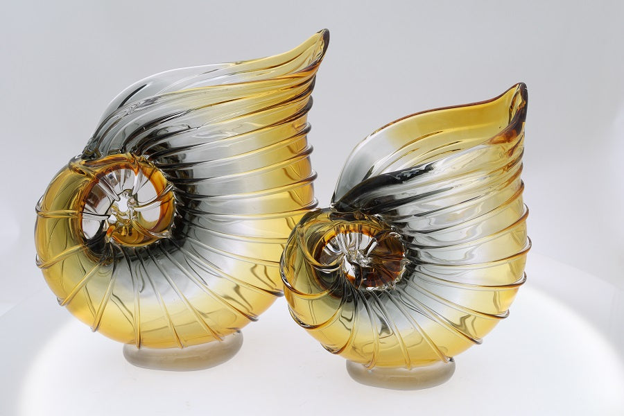 Vase Coquillage en Verre Jaune & Noir - Fancy