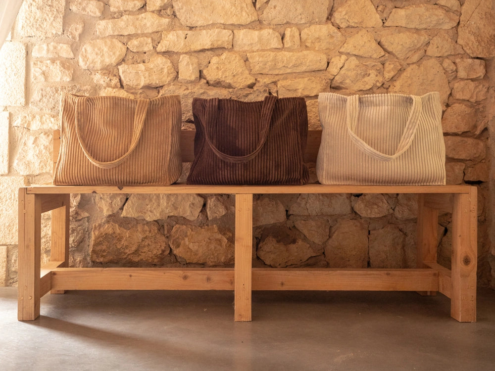 Sac Cabas Velours Côtelé Volt - Bedandphilosophy