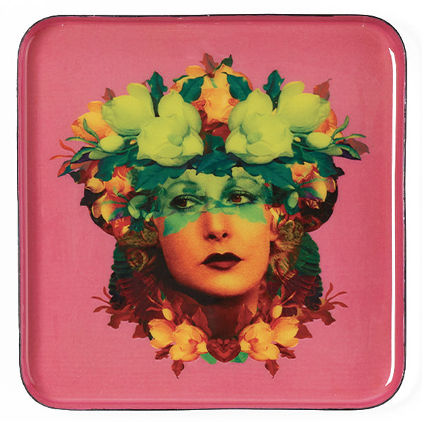 Vide-Poches Carré en Fer Vernis Coloré et Illustration 15x15 cm - Gangzaï