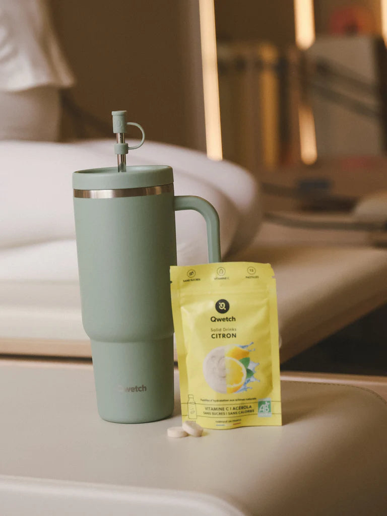 Travel Cup Isotherme en Inox avec Paille 900 ml - Qwetch