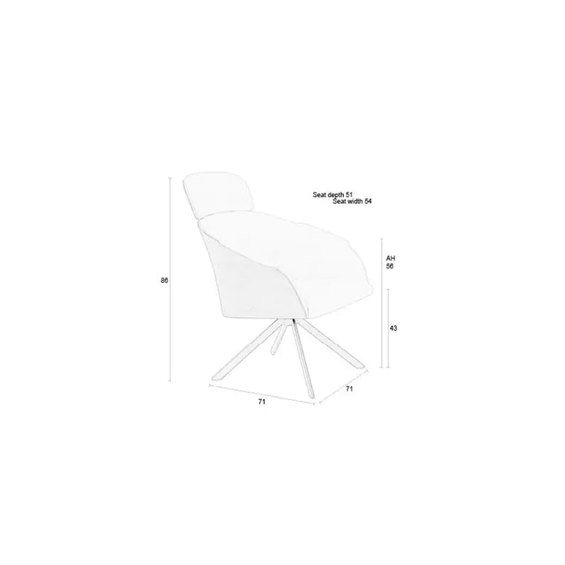 Fauteuil Lounge Frie en Cuir Beige et Noyer - Zuiver