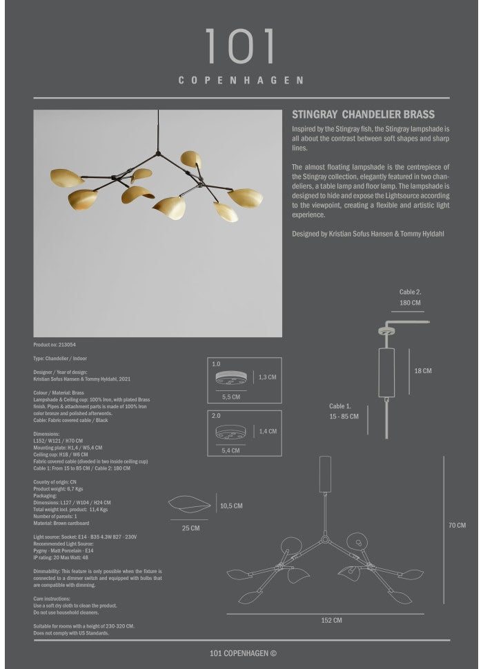 Suspension Stingray en Laiton - 101 Copenhagen