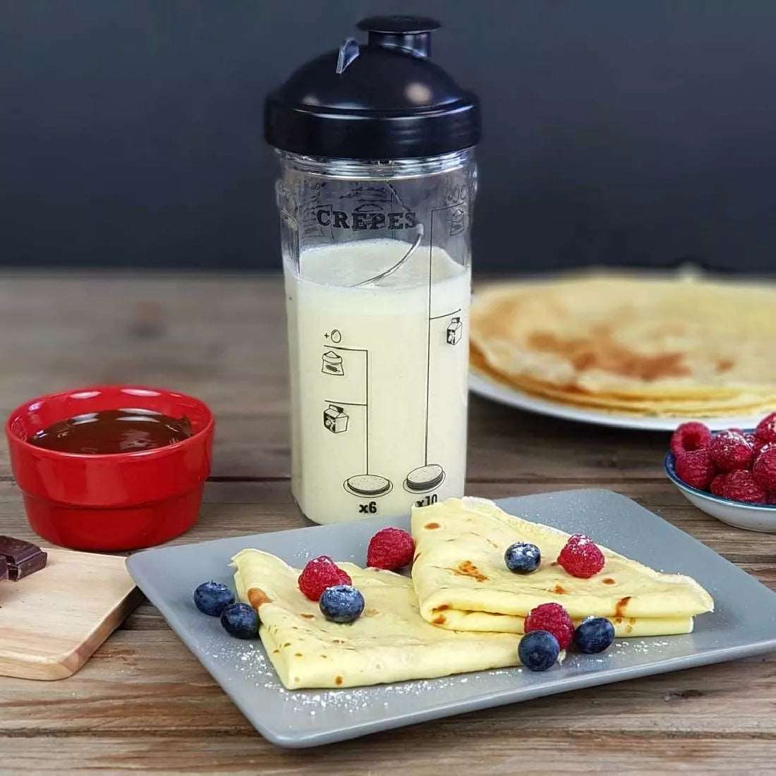 Coffret shaker à crêpes, pancakes, gaufres et tartineur