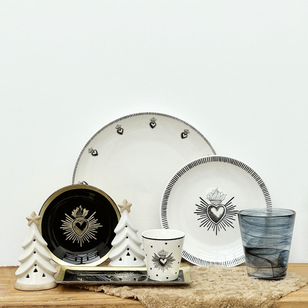Set de 6 Assiettes à Dessert en Verre "Ex-Voto" Coeur - Opjet