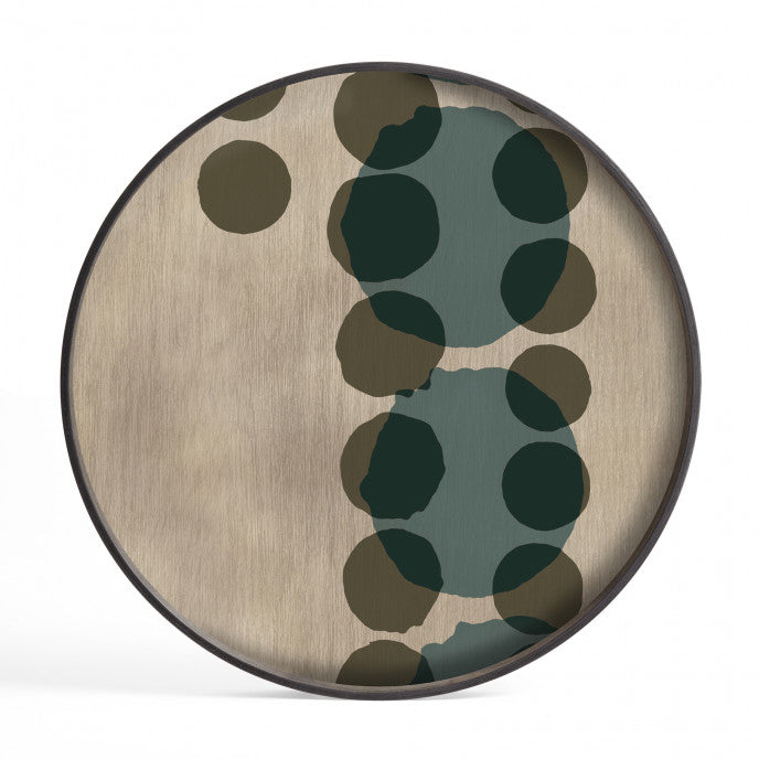 Plateau en Verre Organic Connected Dots Verts 61CM - Etnicraft