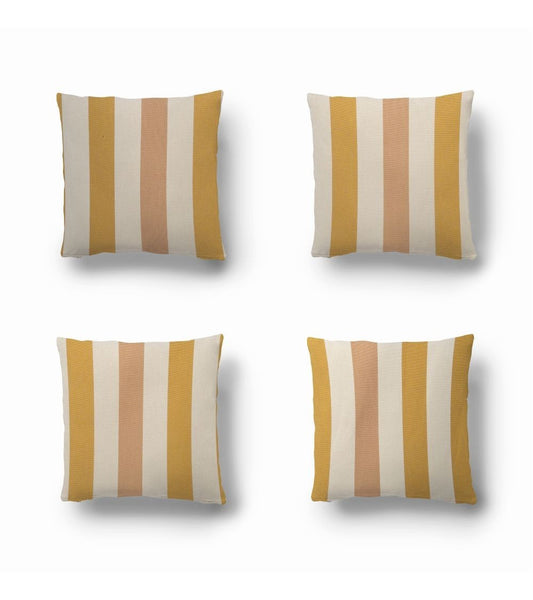 Lot 4 Housses de Coussins Valérie Boulevard Raspail Miel - Les Toiles du Soleil