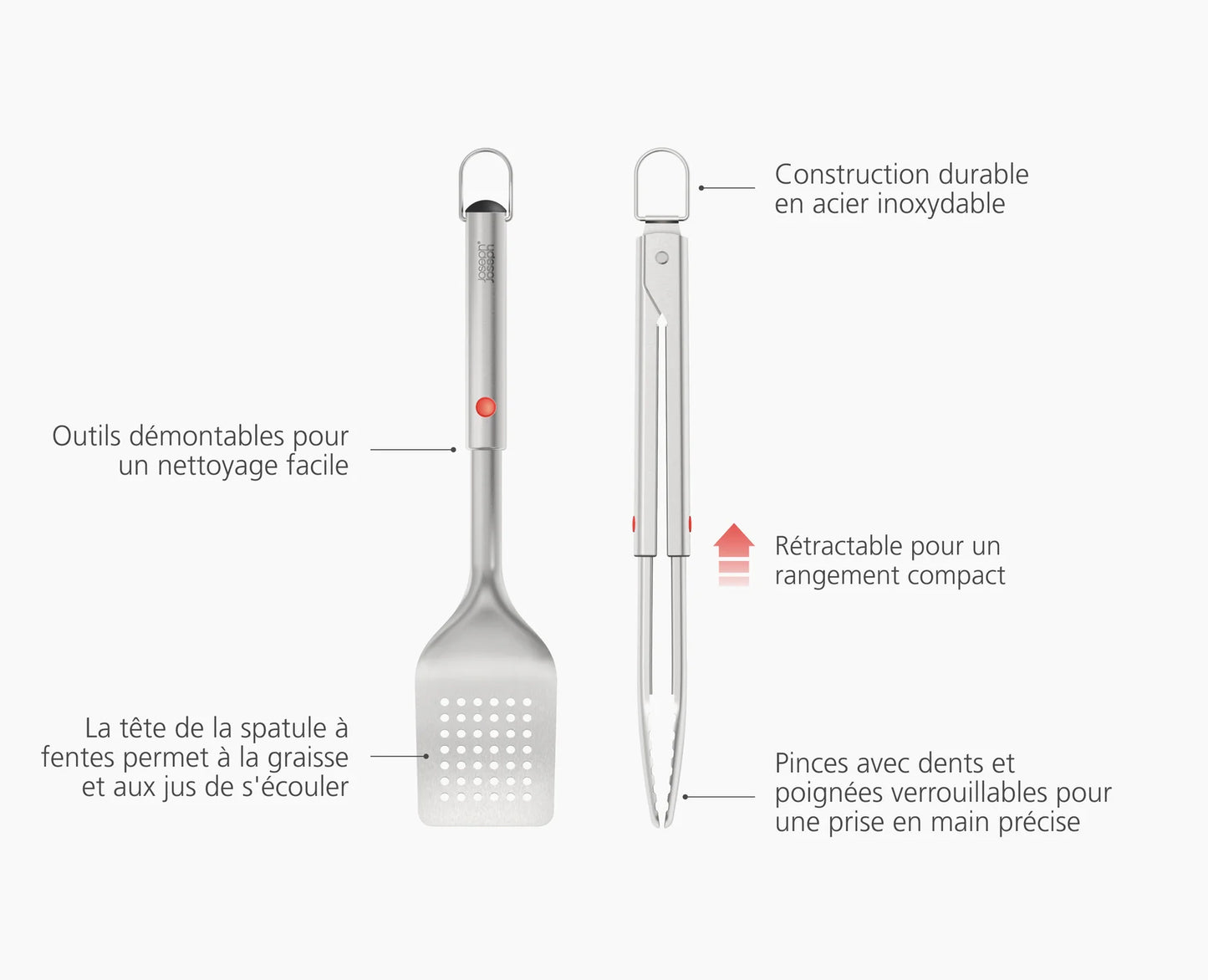 Set Pince & Spatule Pour BBQ Rétractable - Joseph Joseph