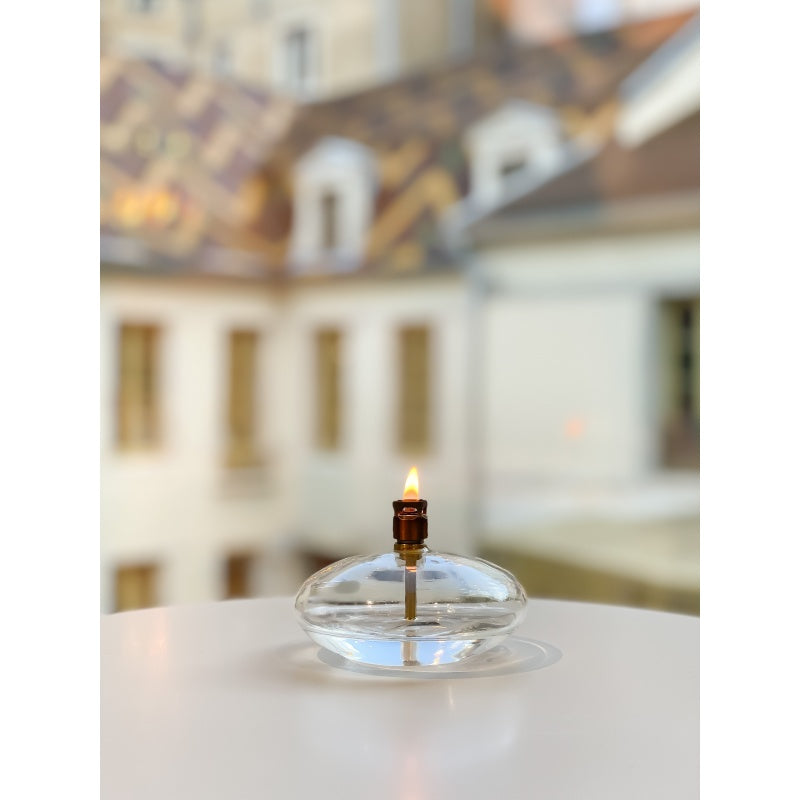Lampe à Huile Disque en Verre Transparent ou Noir - Peri Living