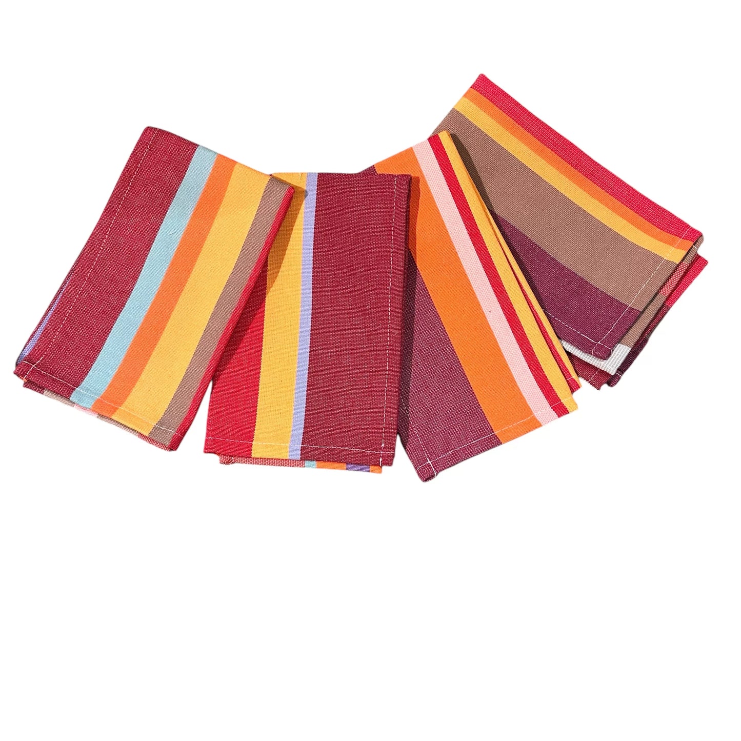 Lot de 4 Serviettes en Coton Collioure Rouge - Les Toiles du Soleil