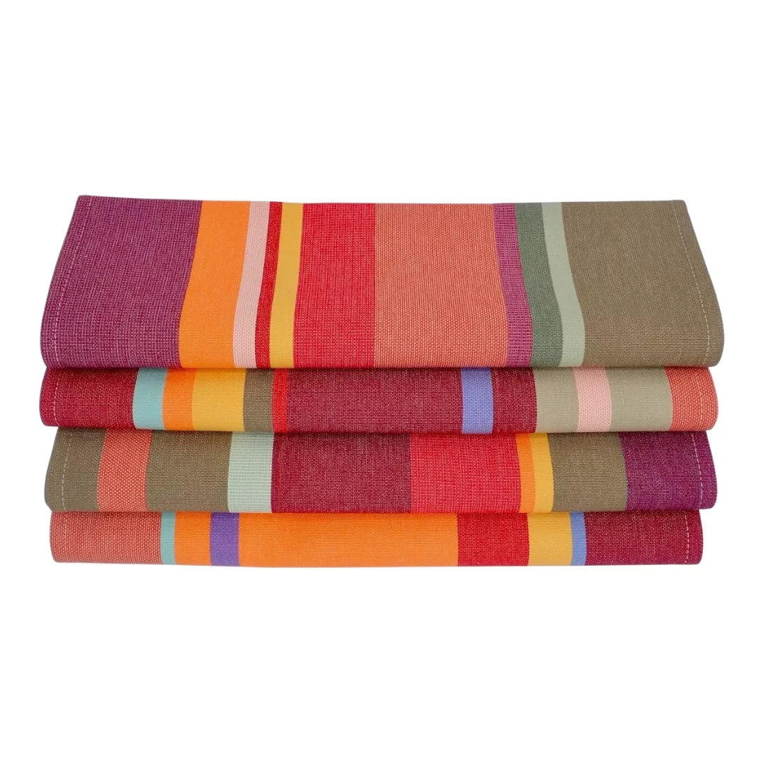 Lot de 4 Serviettes en Coton Collioure Rouge - Les Toiles du Soleil