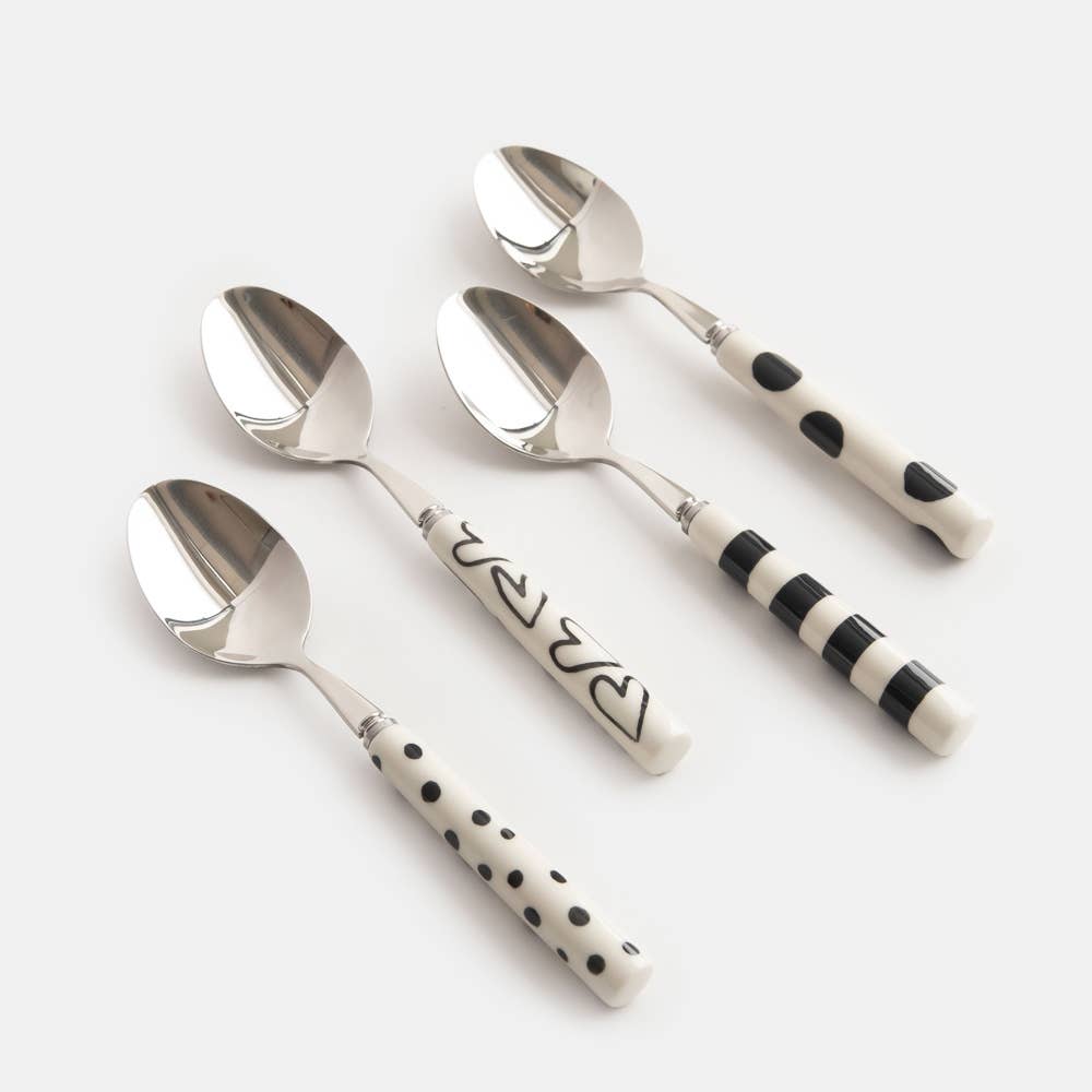 Set de 4 cuillères à Café à Motifs Monochromes - Caroline Gardner