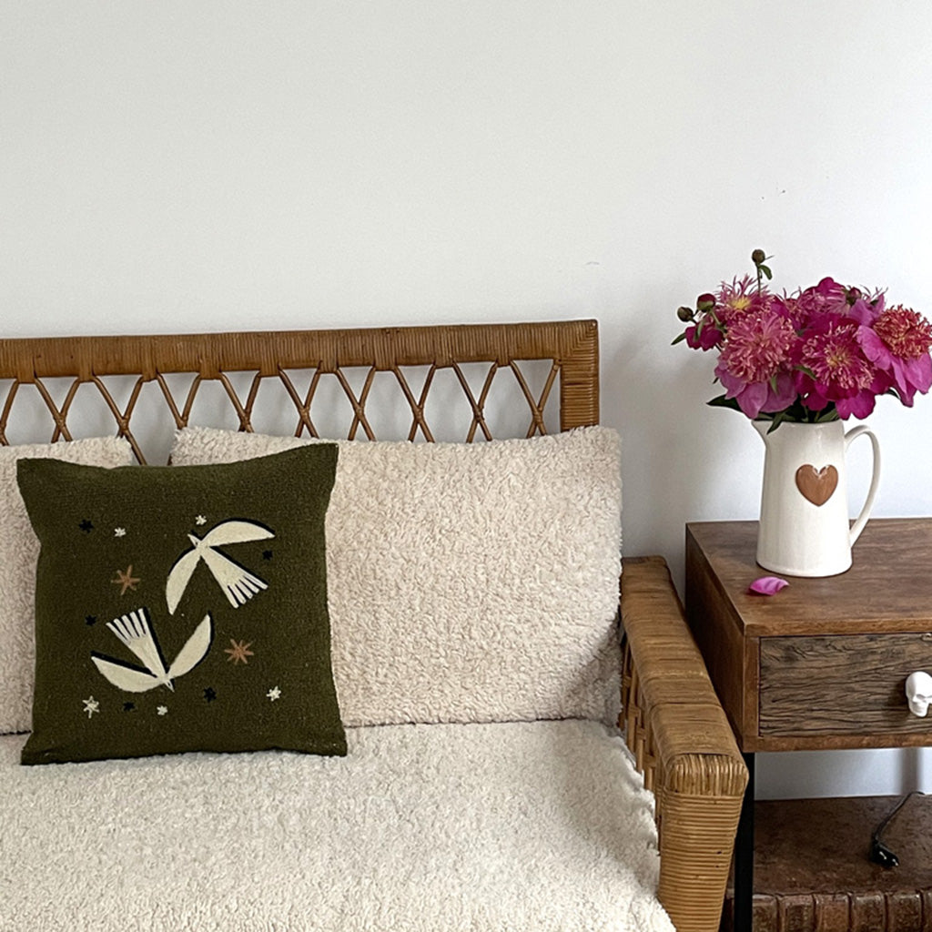 Coussin Oiseaux Vert 40x40 cm - Opjet