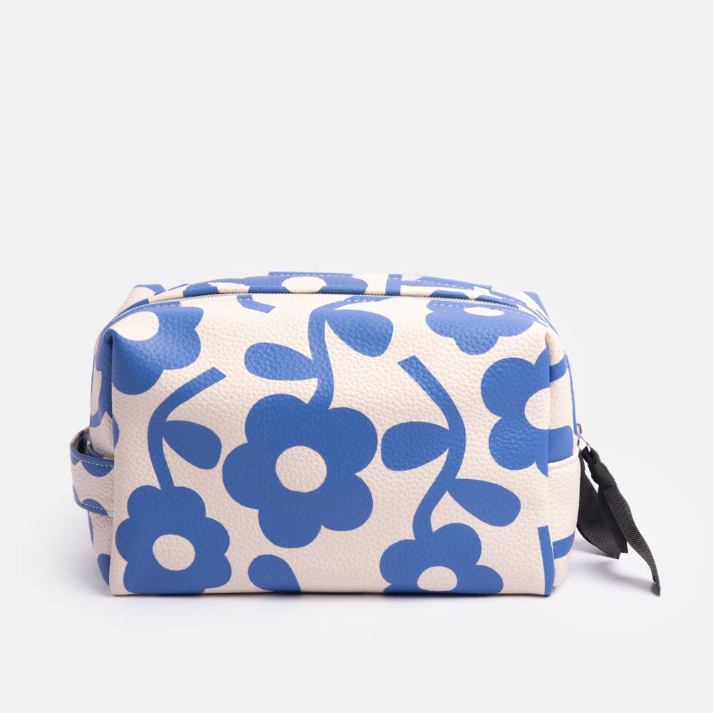 Trousse de Toilette XL aux Motifs de Fleurs Bleues - Caroline Gardner