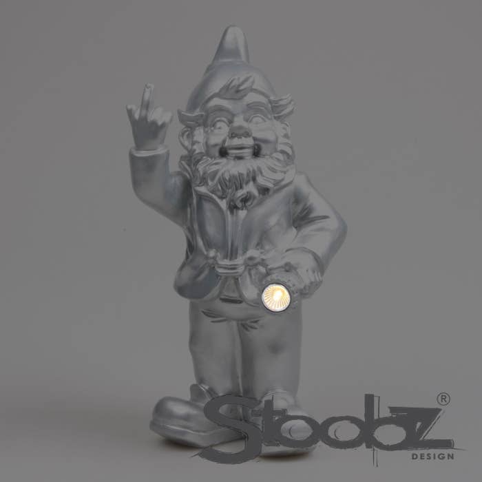 GNOME FUCK YOU SOLAIRE ARGENT 14X16X31 CM