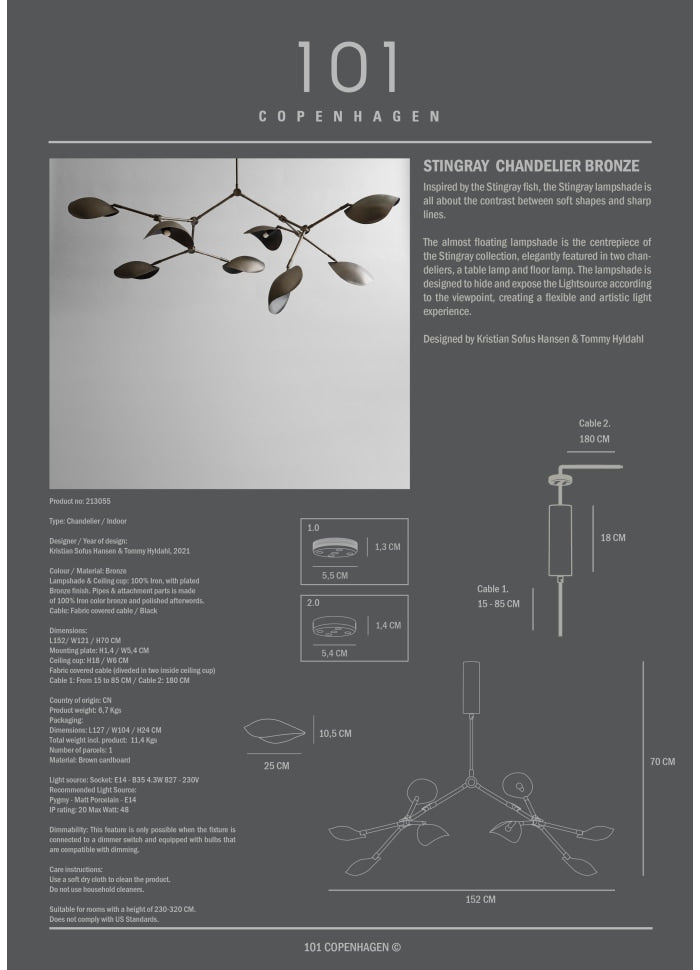Suspension Stingray en Bronze - 101 Copenhagen