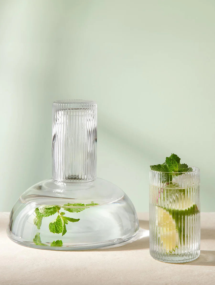 Carafe en Verre et son Verre à Boire Transparent ou Gris - ASA