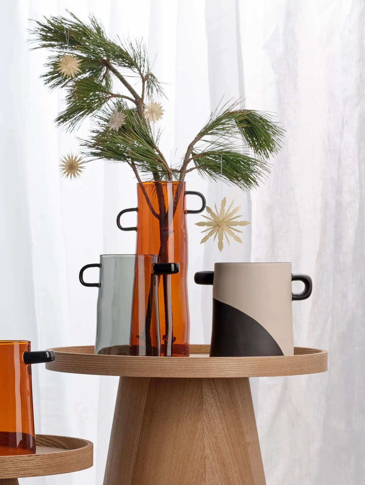 Vase en Verre Gris Fumé avec Anses - Asa