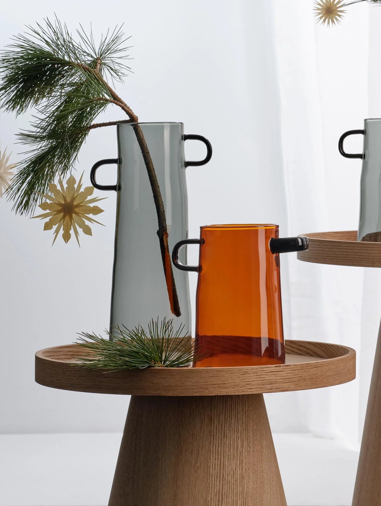 Vase en Verre Gris Fumé avec Anses - Asa