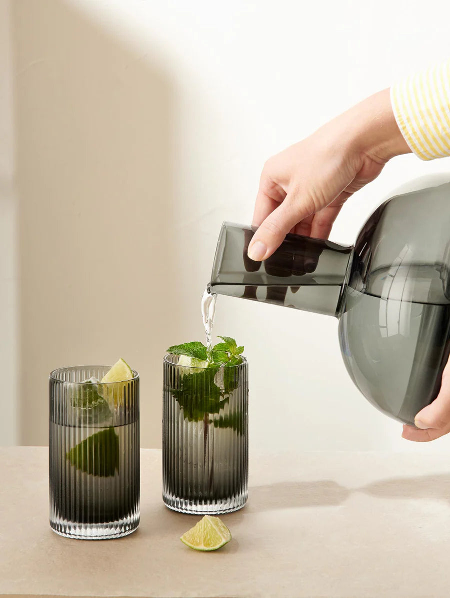 Carafe en Verre et son Verre à Boire Transparent ou Gris - ASA