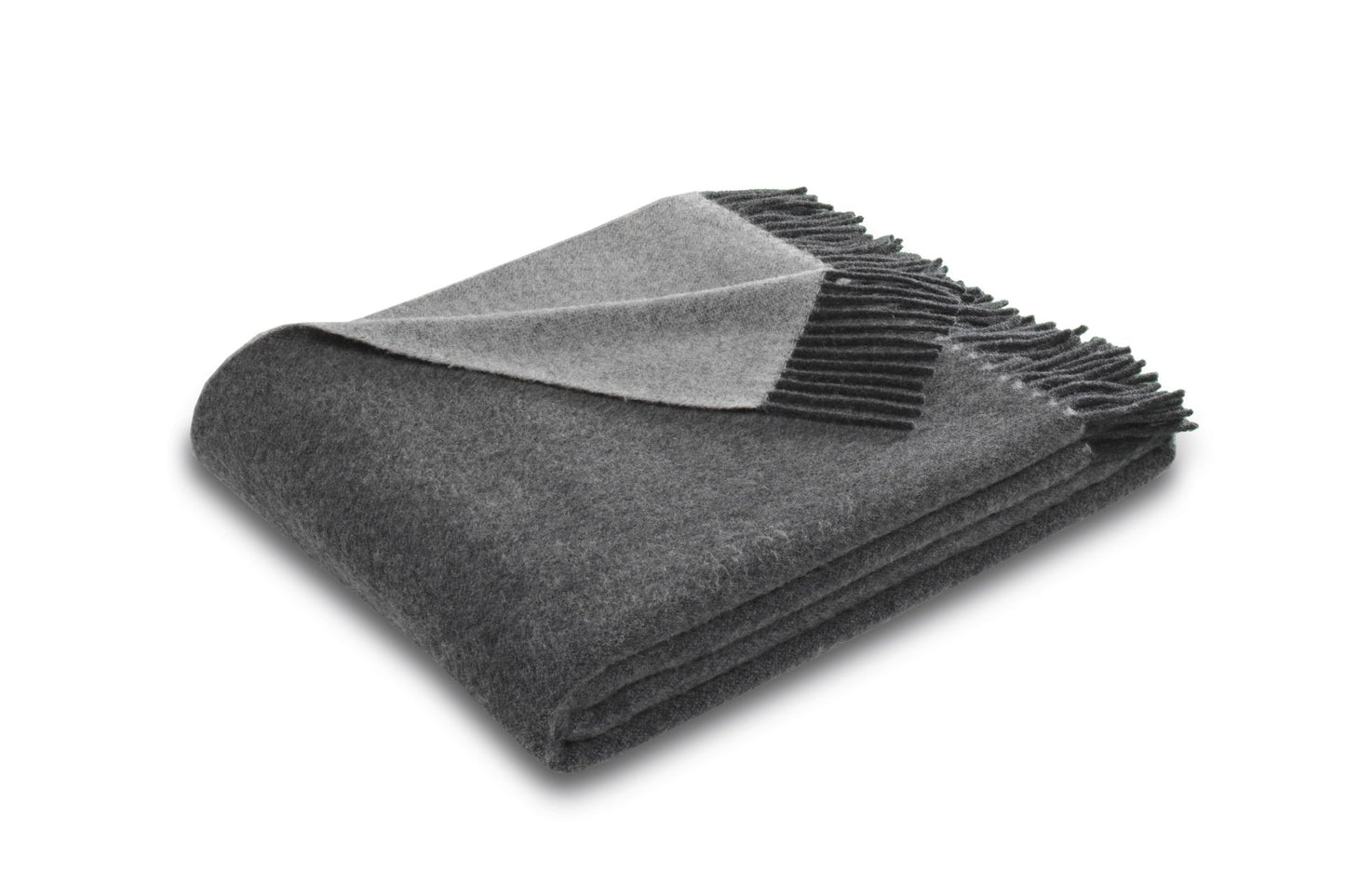 Plaid en Laine Double Face Anthracite et Gris - Biederlack