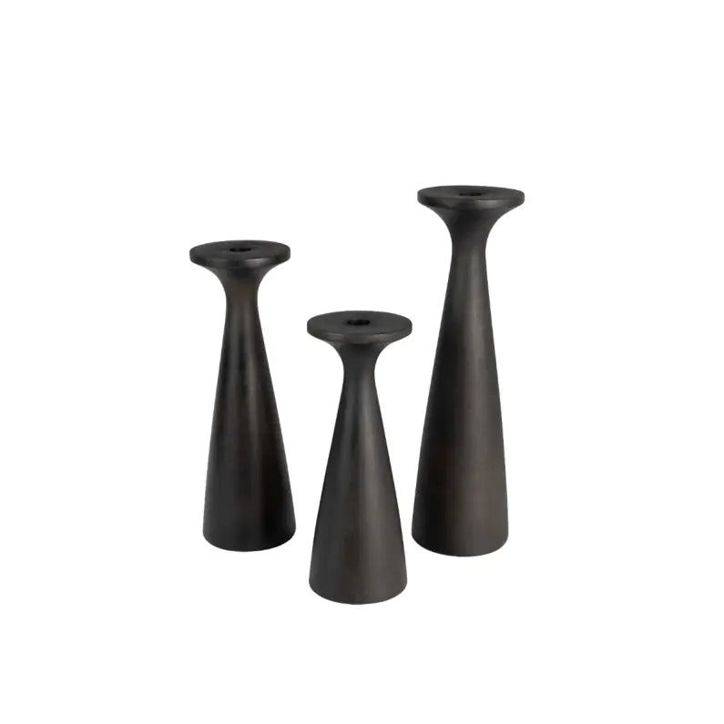 Bougeoir en Bois de Manguier Flames Noir - Zuiver
