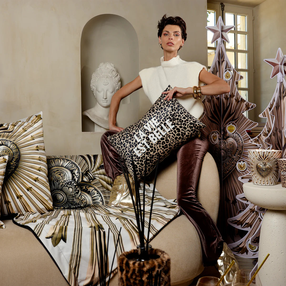 Coussin Léopards Napata Rectangulaire en Velours 40x60 - Podevache