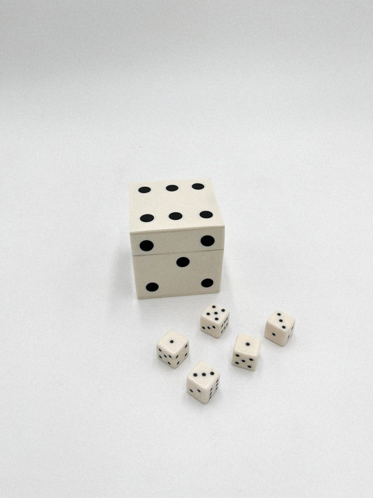 Boîte Dé en Résine avec 5 Dés - Jacques Flamant