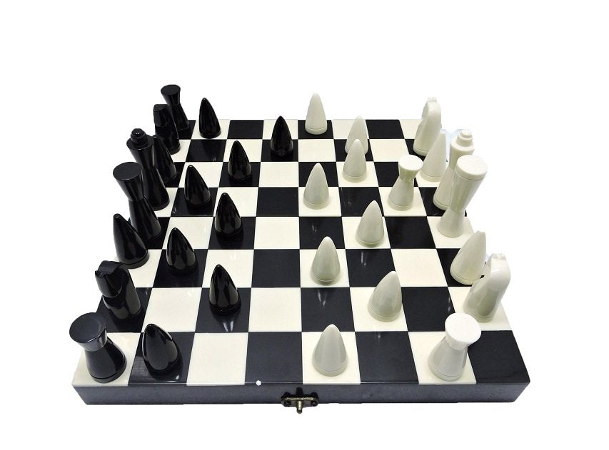 Échiquier en Résine Noir et Blanc 31x31 cm - Jacques Flamant