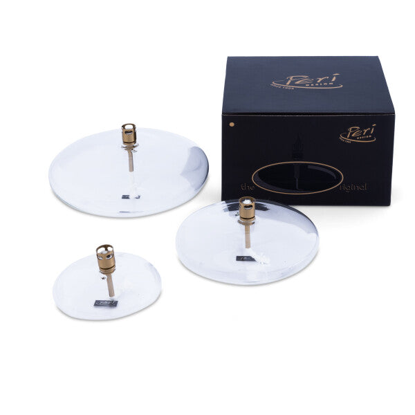 Lampe à Huile Disque en Verre Transparent ou Noir - Peri Living