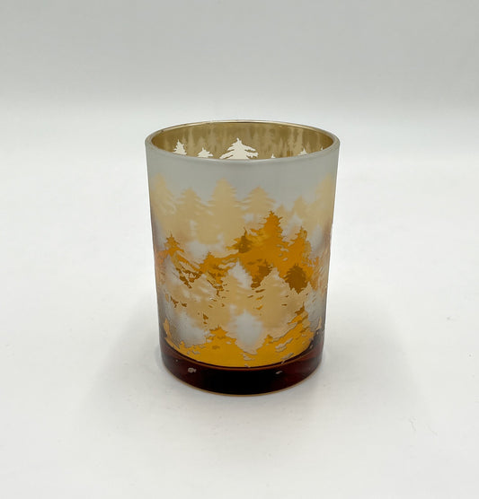 Photophore en Verre Doré Montagnes H.12,5 cm - Jacques Flamant