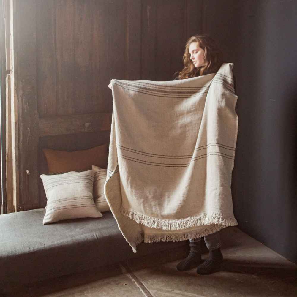 Plaid en Lin et Laine Marrakesh 140x220 cm - Libeco