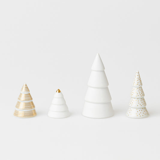 Mini-Forêt de 4 Sapins Dorés en Porcelaine - Räder