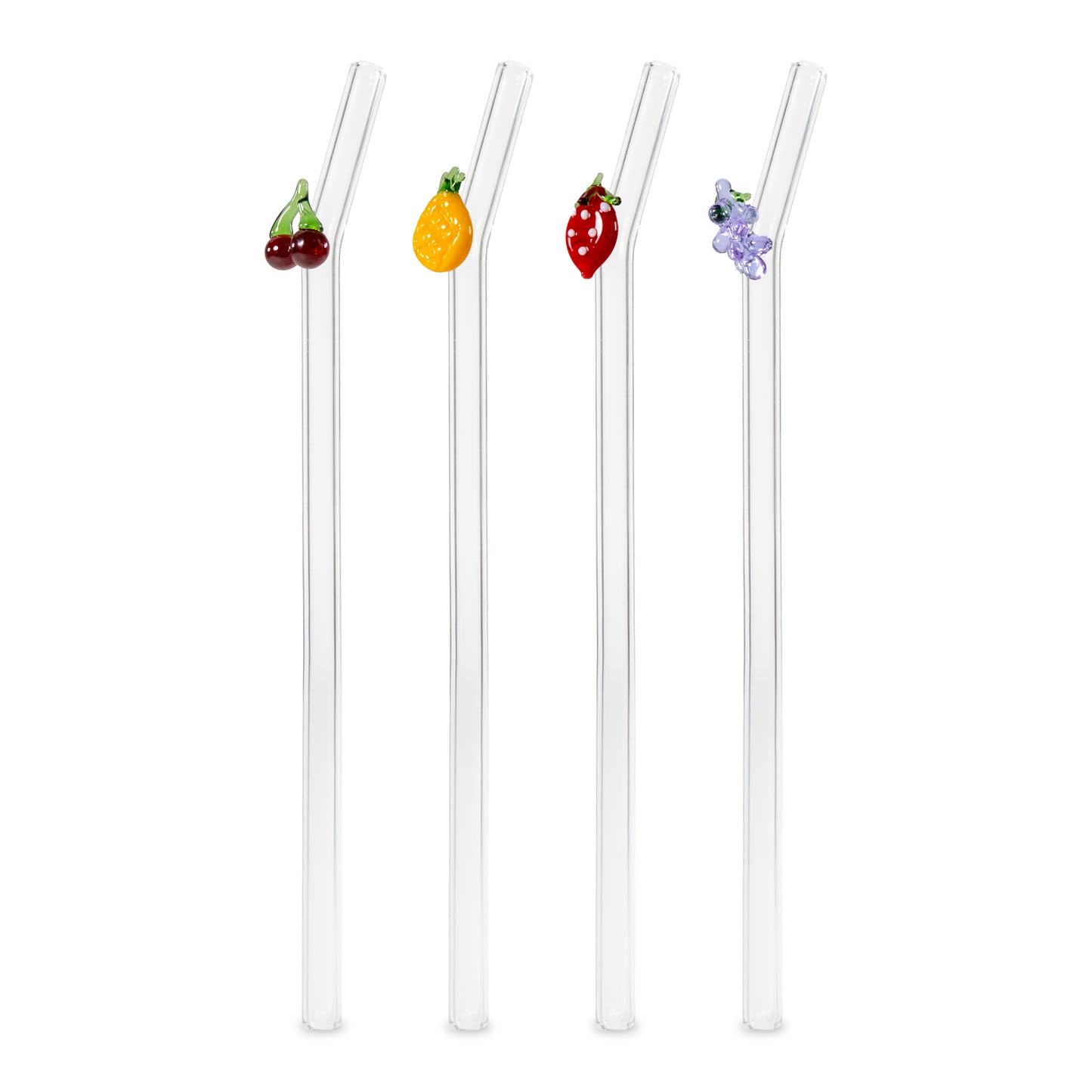 Set de 4 Pailles en Verre Décorations Fruits - WD Lifestyle