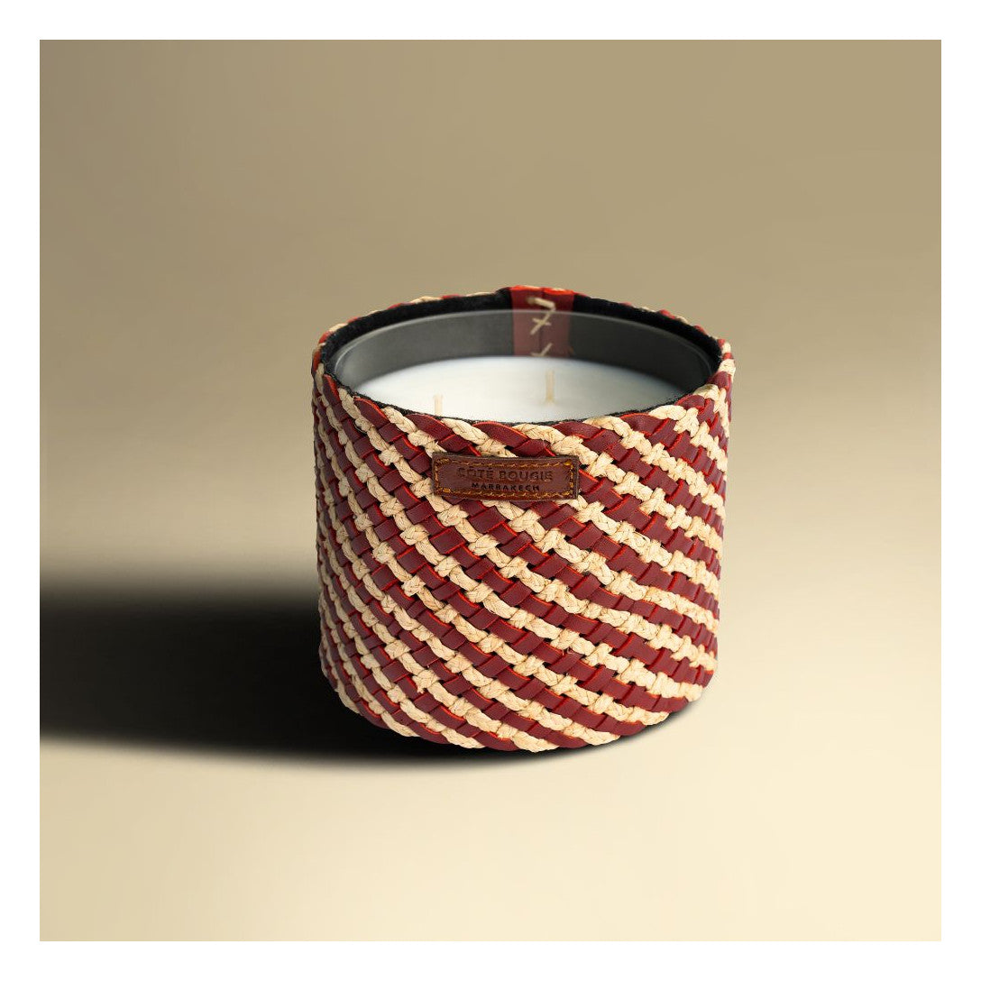 Bougie en Raphia Parfumée Rose Oud Assia - Côté Bougie