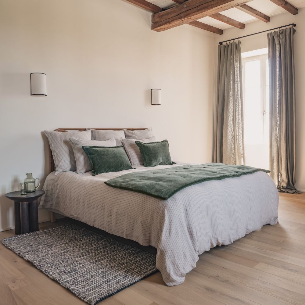 Boutis Zelia en Velours Bi-Face Laurier & Sapin 80x200 cm - Bedandphilosophy