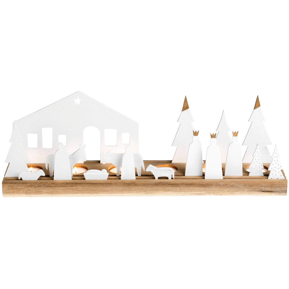Photophore Crèche de Noël en Bois et Porcelaine - Räder