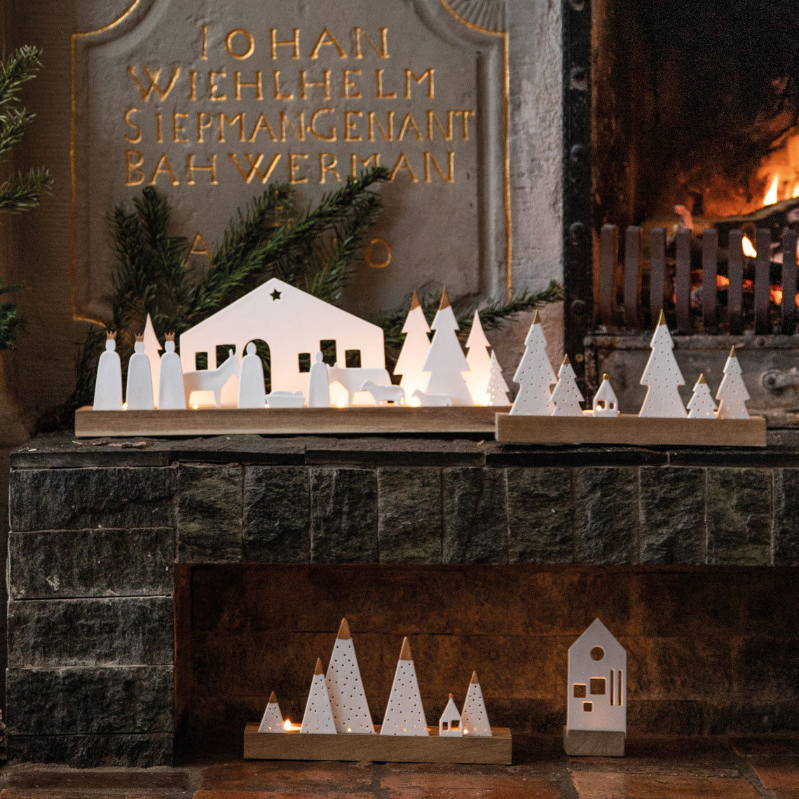 Photophore Crèche de Noël en Bois et Porcelaine - Räder