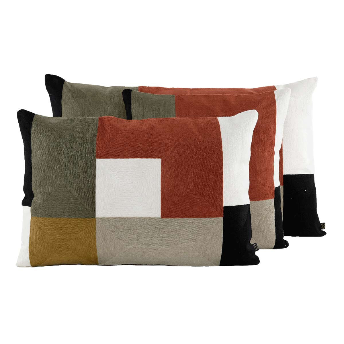 Housse de Coussin Géométrique en Coton Brodé - Haomy