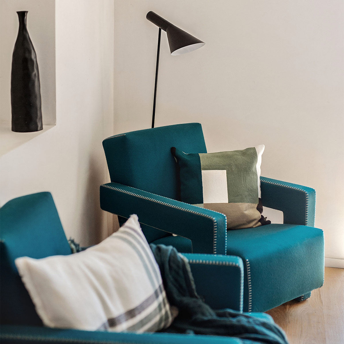 Housse de Coussin Géométrique en Coton Brodé - Haomy