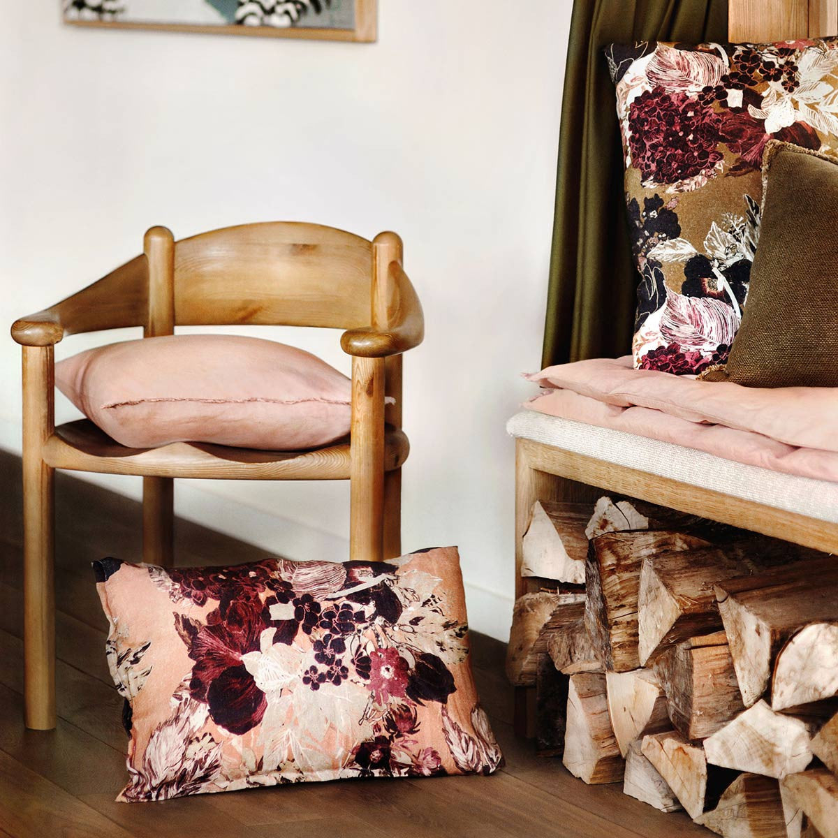 Housse de Coussin Sienne en Lin Fleuri - Haomy
