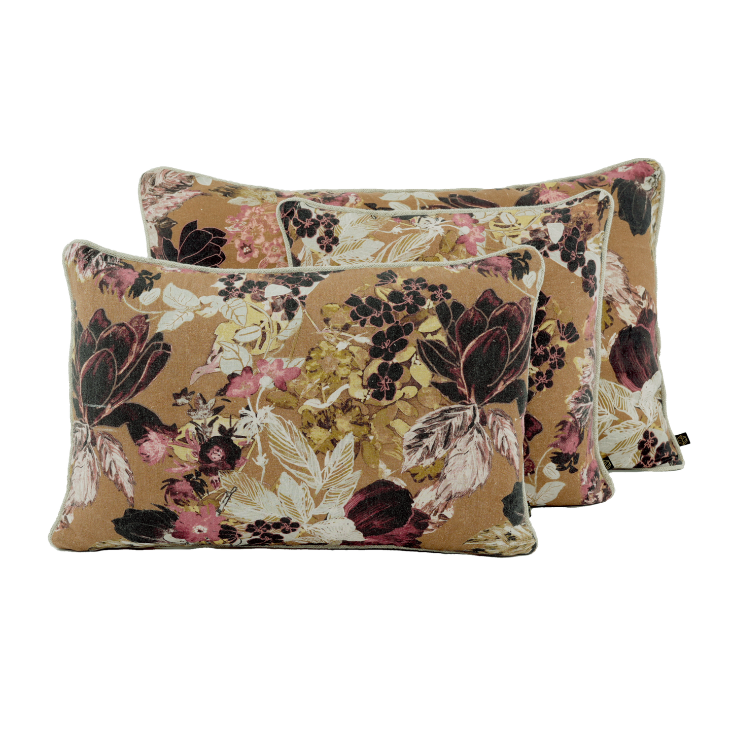 Housse de Coussin Sienne en Lin Fleuri - Haomy