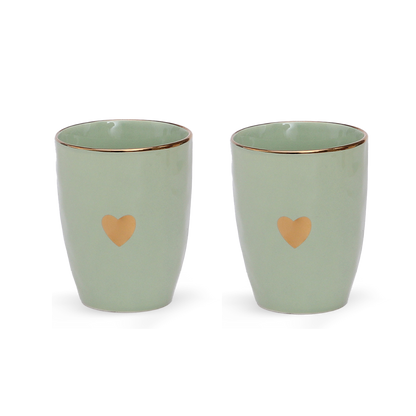 Set de 2 Tasses en Faïence Coeur Doré - Opjet