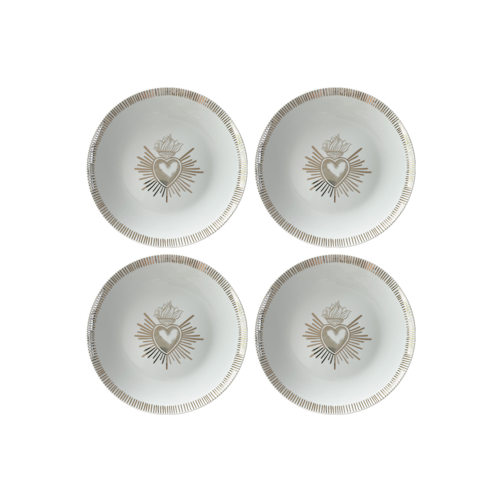 Set de 4 Assiettes à Dessert Ex-Voto Noires ou Dorées D.19 cm - Opjet