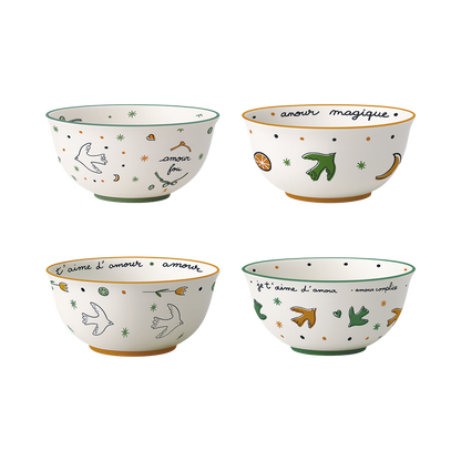 Set de 4 Coupelles Amour Oiseaux Dorées - Opjet