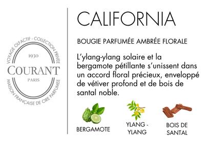 Bougie Parfumée California 230g, Bergamote & Ylang-Ylang - Courant Paris